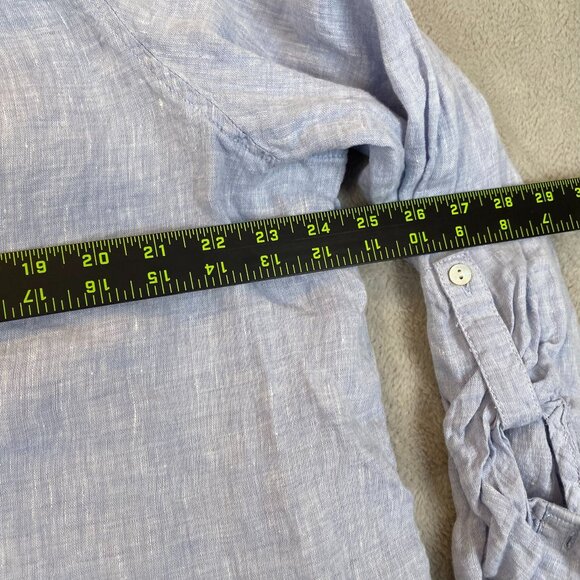 Tahari Womens Shirt US 2X EU 48/50 100% Linen Blue Button-Front Collared Tunic - Picture 4 of 10